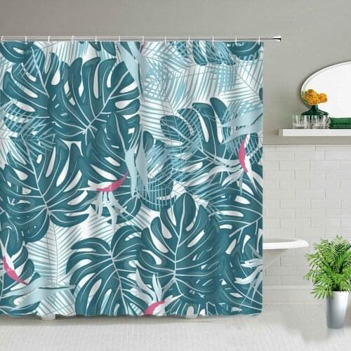 Tropical Palm Leaves Green Plant Shower Curtains Cactus Dandelion Flower Scenery Waterproof Curtain Set 3D Print Bathroom Decors
