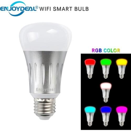 LED Smart Wifi Bulb Intelligent Colour Dimmable Bulbs 7W E27 RGB+W Led APP Control with IOS/Android phone Light DIY color