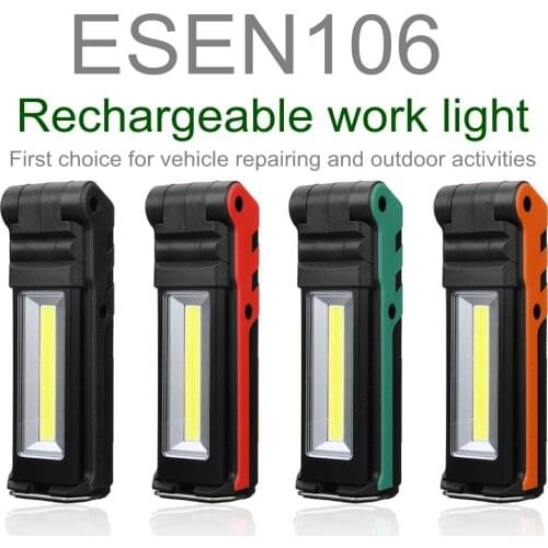 USB Rechargeable Working Light Camping Flashlight Waterproof Torch Built-in Battery COB LED Lantern Linternas with Magnet/Hook