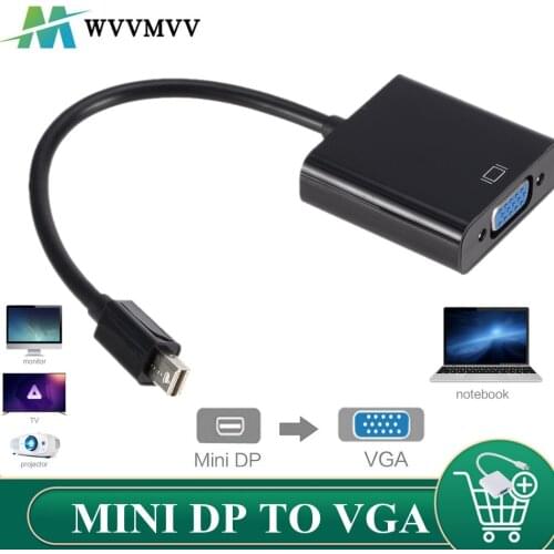 WVVMVV Mini DP to VGA Video Adapter 1080p Thunderbolt Male Display Port to Female VGA Cables Displayport to VGA DP Adapter