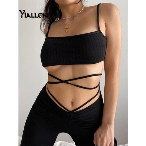 Yiallen Harajuku High Waist Hin Thin Bandage Straight Pants Female High Quality ActivityTrousers Kpop Street Leisure Party Pants