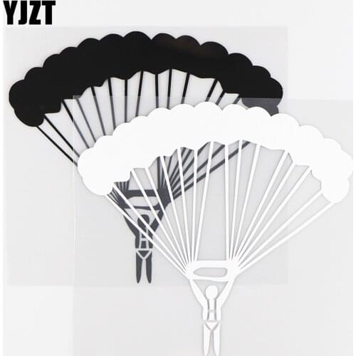 YJZT 14.7X13.5CM Creative Vinyl Decal Parachute Skydiving Car Window Art Decor Car Stickers Black / Silver 10A-0265