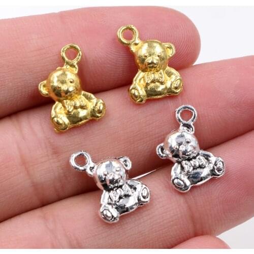15x11mm 15pcs Antique Silver Color Plated Gold Plated Cute Bear Doll Handmade Charms Pendant:DIY for Bracelet Necklace