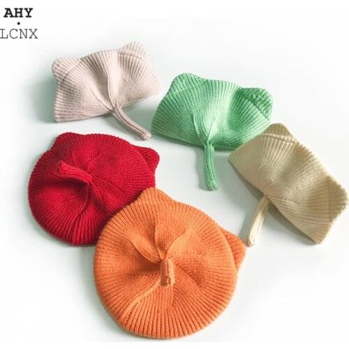 2020 Spring Autumn New Children Warm Beret Girls Autumn Kids Knitted Hat Wool pearl Hats Baby Boys Girls Cute Ear Cartoon Caps