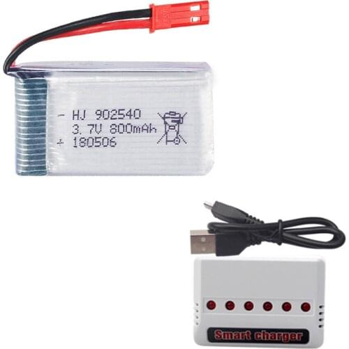 4PCS 3.7V 800mAh 902540 Lipolymer High Rate Rechargeable Battery +Charger For Drone Quadcopter Helicopter X400 X500 JST Plug