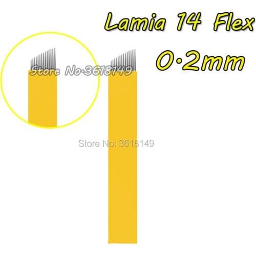 500pcs Lamina Tebori 14 Flex Microblading Needles Tattoo Needle for Eyebrow Lip Agulha For Permanent Makeup 3D Embroidery