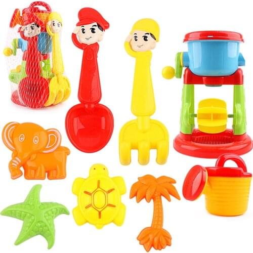 8 PCS Set Sand Beach Toy Bucket Spade Shovel Rake Sand Car Kids Beach Sand Tool Kit Outdoor Boys Girls Toys