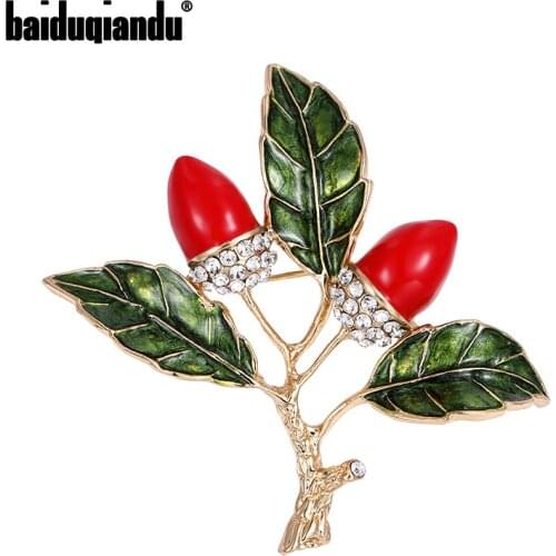 Baiduqiandu Brand New Arrival Persimmon Tree Brooch Pin Jewelry for Women Dress Coat Decotation Accessories