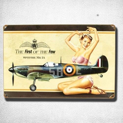 British Ww2 Metalignpitfire Mkia Pinup Girl Plateign Retro Metal Tin Sign Plaque Poster Wall Decor Art Shabby Chic Gift