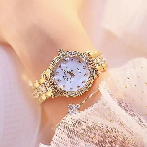 Famous Womens Watches 2020 relogio Iced Out Wristwatch for Women Simple Waterproof Gold Quartz Rhinestone Elegant Ladies Watch