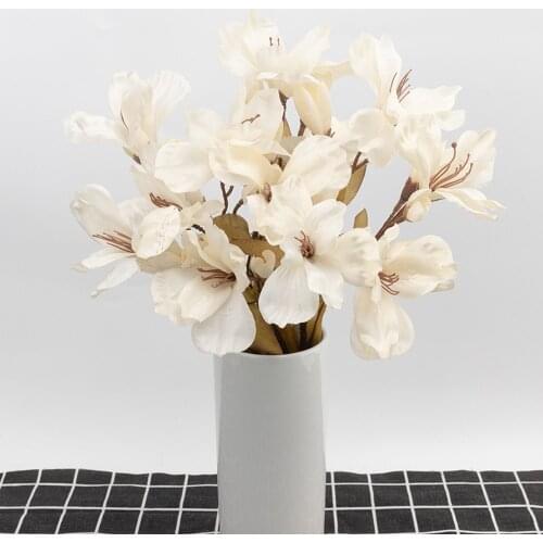 Artificial Lily Silk Flowers Blooming Fake Flowers Branch DIY Wedding Centerpieces Decor Autumn Garden Home Decoration White