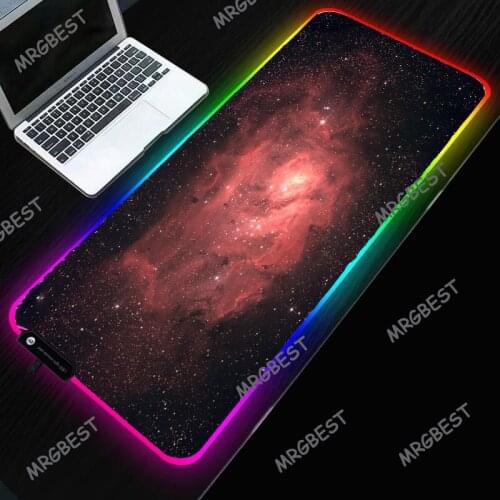 Gaming Mouse Pad Gamer PC Laptop Mousepad RGB Large Mouse Pads XXL Big Mouse Mat Space Moon Desk Mat Backlit Keyboard Mice Pad
