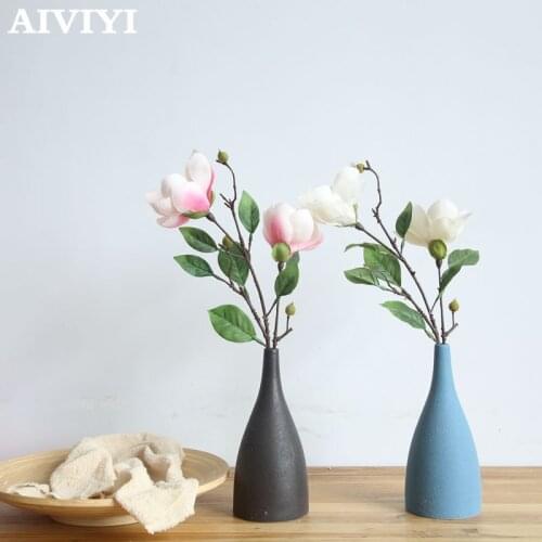 Foreign trade excellent product artificial flower 2 head magnolia Silk flower wedding flower arrangement DIY home decoration