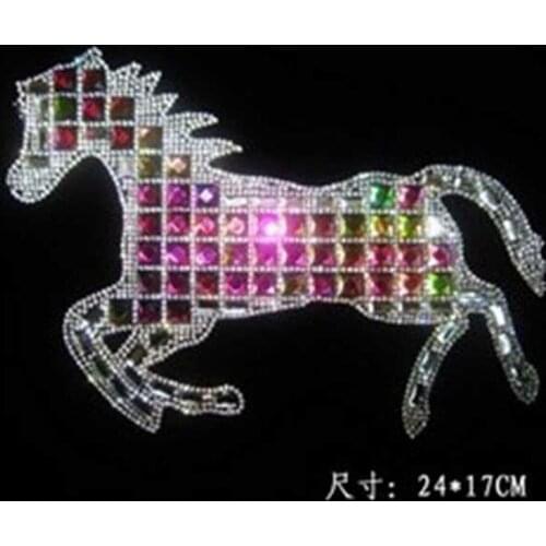 Classic big horse rhinestones motif hot fix rhinestone transfer motifs iron rhinestone appliques rhinestones fix applique