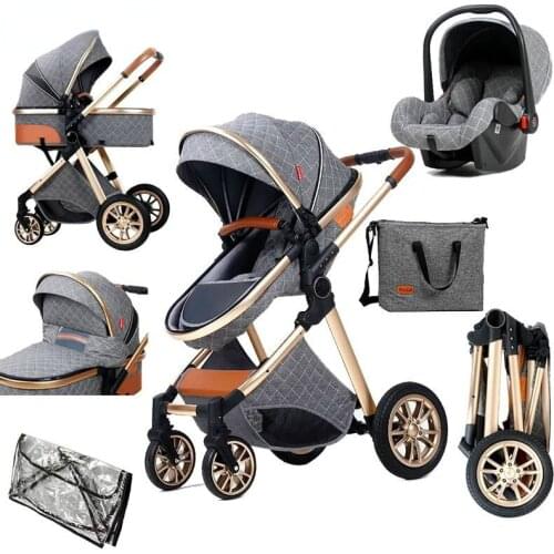 2021 New Baby Stroller 3 in 1 High Landscape Stroller Reclining Baby Carriage Foldable Stroller Baby Bassinet Puchair Newborn
