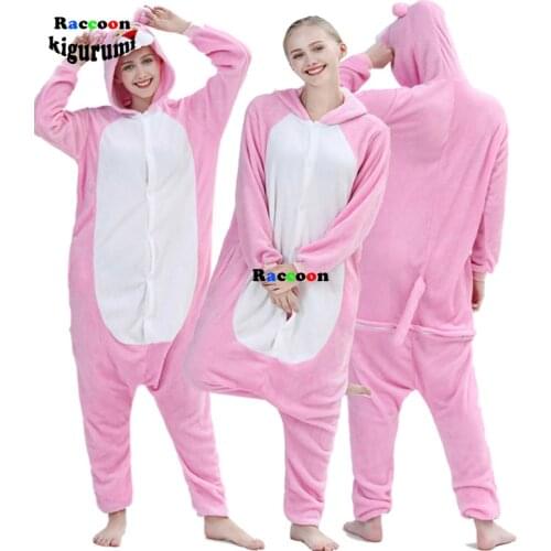 Cartoon Kigurumi Anime Pink Panther Onesie Pajama Flannel Jumpsuit Funny Sleepwear Women Girl Festival Outfit Fancy Suit Adults