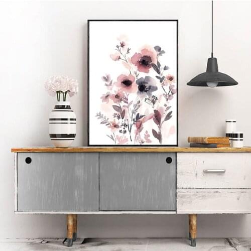 Red Floral Canvas Art Wall Painting Abstract Watercolor Flowers Poster and Prints Modern Living Room Porch Decorative Pictures