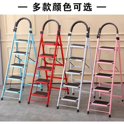 Indoor Miter Ladder Family Folding Four Step Dormitory Stairs With Ladder Thickened Aluminum Alloy Pedal Telescopic Multi-functi