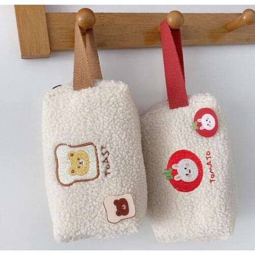 Women Mini Cute Clutch Bag Girl Cute Storage Bag Key Case Plush Makeup Bags Corduroy Coin Purse Embroidery Handbag