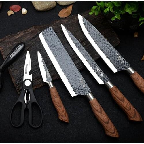 Stainless Steel Kitchen Knives Set Tools Forged Kitchen Knife Scissors Ceramic Peeler Chef Slicer Nakiri Paring Knife Gift Case