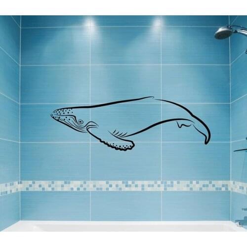 Wall Decal Animals Fish Whale Sea Ocean Theme Style Bathroom Kids Bedroom Home Decor Vinyl Window Sticker Waterproof Mural S1385
