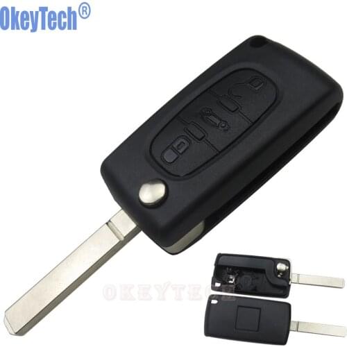 OkeyTech 3 Button Car Flip Remote Key Case Shell Key Fob For PEUGEOT 407 307 308 607 CE0536 Auto Replacement Cover Case Fob