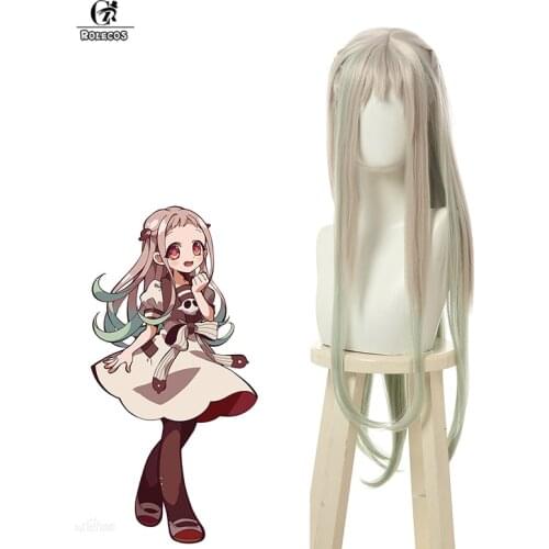 ROLECOS Jibaku Shounen Hanako-ku Yashiro Nene Cosplay Wig Toilet-bound Hanako-kun Wigs Long Women Hair Gray Green Straight Hair