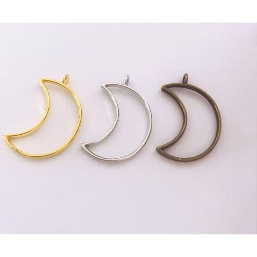 10Pcs Metal Moon Geometric Hollow Frame Pendant Charm UV Epoxy Resin Craft Bezel For DIY Jewelry Making Accessories