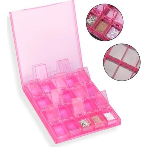 20 Grid Transparent Acrylic Nail Jewelry Removable Storage Box Grids