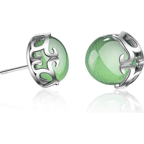 SHQIYAYI Green Opal Earrings Women Fashion Jewelry Accessories 925 Silver Ears Decorations Female Jewelry Gifts For Ladies 484