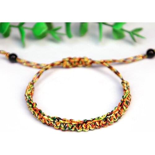 Tibetan Buddhism Bracelet Multicolored Lined Vintage Knitted Knotted Braided Red Rope Bracelet Jewelry Multi Color Rope