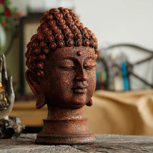 Creative arts and Crafts Ornament Home Furnishing retro furnishings decoration painting study Buddha head resin