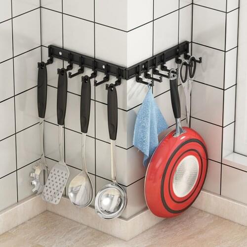 Corner foldable wall hanging hook rack kitchen wall mounted hook hanger storage hook bathroom no punch hook rack clothes rack ha