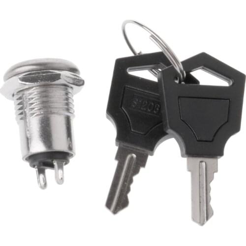 12mm Stainless Steel Electronic Key Switch ON OFF Lock Switch Phone Lock Security Power Switch 12*21mm S1203 2PIN 2 Keys