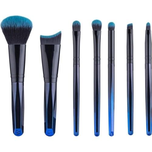 High quality special plastic handle synthetic hair 7pcs makeup sets eye shadow brushe kits in box