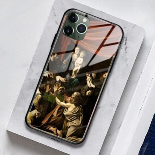 Madonna of the Rosary Caravaggio Tempered Glass Silicone Phone Case For iPhone SE 6s 7 8 Plus X XR XS 11 Pro Max Cover Shell