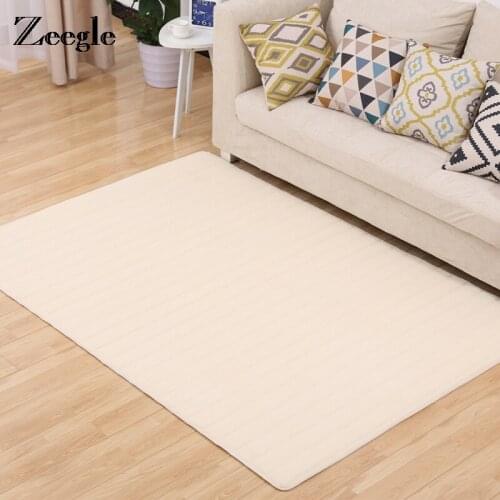 Zeegle Solid Living Room Carpet Home Decor Memory Foam Non-slip Bedside Mat For Bedroom Kids Play Carpets Absorbent Kitchen Rug