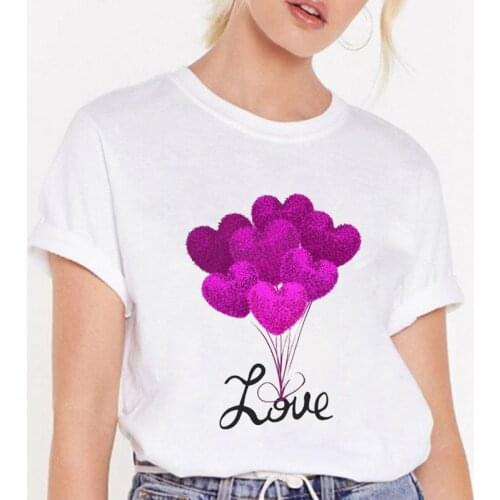 Summer T-shirts Character Printing Tops Tees Solid Color White T-shirt Women Panda Balloon Tops Short Sleeve Femme Tshirt Mujer