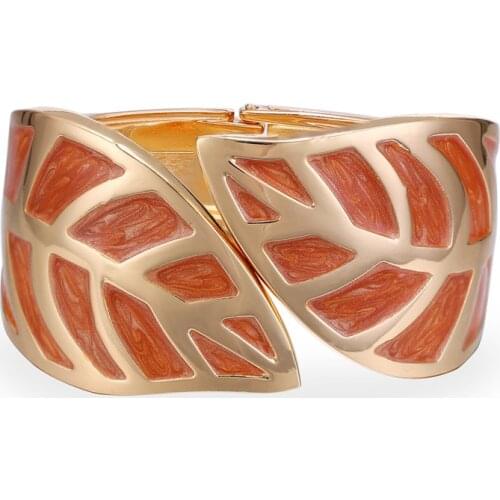 Dripping Oil Metal Leaf Shape Bracelets & Bangles For Women Femme Adjustable Opening Pulseira Feminina