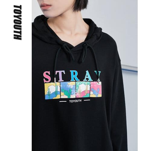 Toyouth Women Hoodies Spring Autumn Gray Black Long Sleeve Long Pullover Casual Loose A Line Sweater Dress