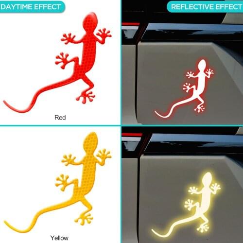 2Pcs Car Reflective Sticker Safety Warning Mark Cars Safety Exterior Accessories Night Driving Warning Gecko Reflective Strip