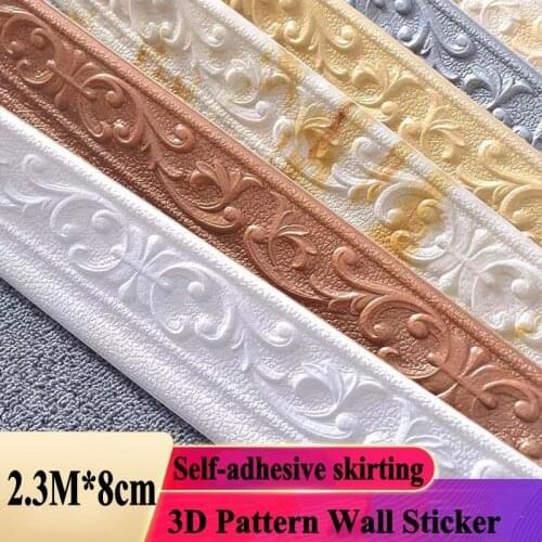 3D Self-adhesive Baseboard Wall Stickers Skirting Sticker Foot Line Frame Waterproof Corner Wall Decals Background Home Decor