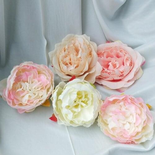 50pcs/lot Simulation Silk Peony Head Faux Flower DIY Wreath Wedding Backdrop Flower Wall Party Decoration Fake Floral