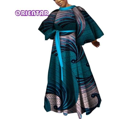Africa Dress for Women Traditional African Clothing Print Ankara Dresses Flare Sleeve Floor-Length Dashiki Plus Size 6XL WY3998