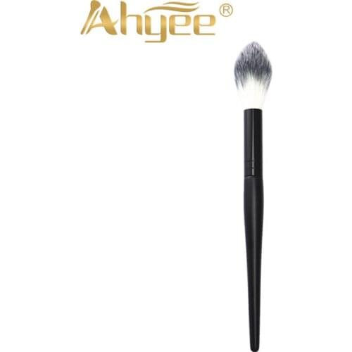 Ahyee New 1 PCS Long Flame Shape Highlighter Brush Black Wood Handle Aluminum Synthetic Hair Foundation Power Makeup Brush Tool
