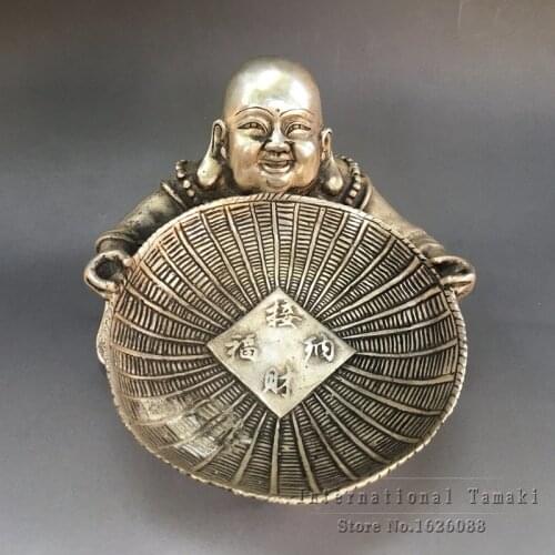 Antiques Exquisite copper Buddha, the symbol of wealth, home decoration handicraft