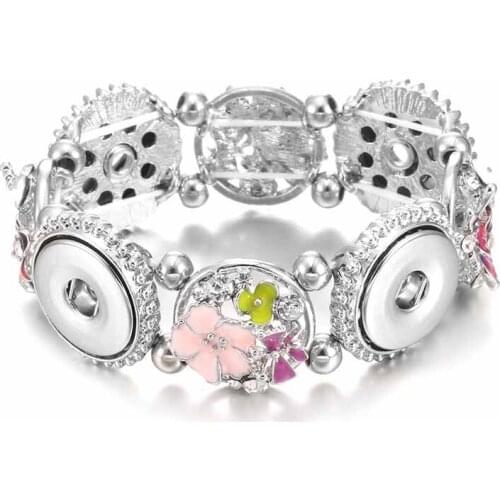 Bohemia 185 Vintage Elastic 18mm Snap Button Bracelet Bangle Interchangeable Charm Jewelry For Women Men Fit 4 snap buttons