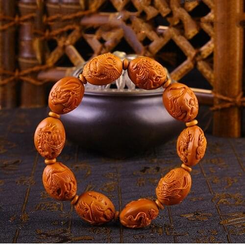 Natural Olive Pits Hand-Carved Dragon Life Nine Child Bracelets Wenwan Playing Olive Hu Bracelets Mens Bracelets