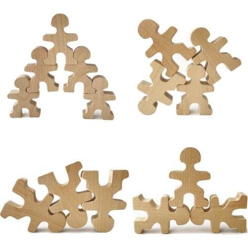 Wooden Peg Dolls Toys Stacking Games Wood People Balance Blocks Creative Jenga Blocks Montessori Educational Toys Open-end Play