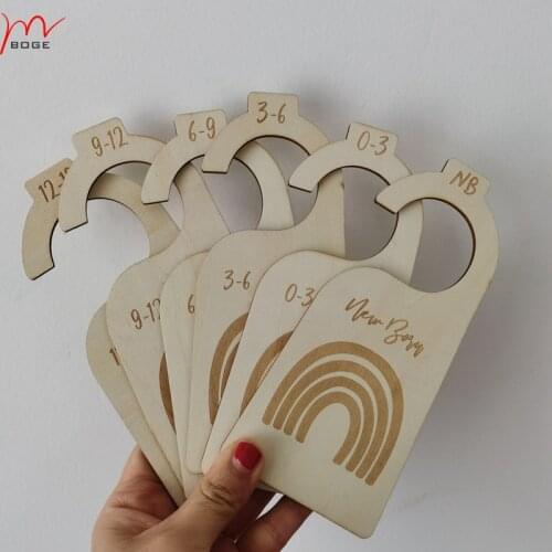 7 pcs Laser engraved rainbows Wooden Closet Dividers